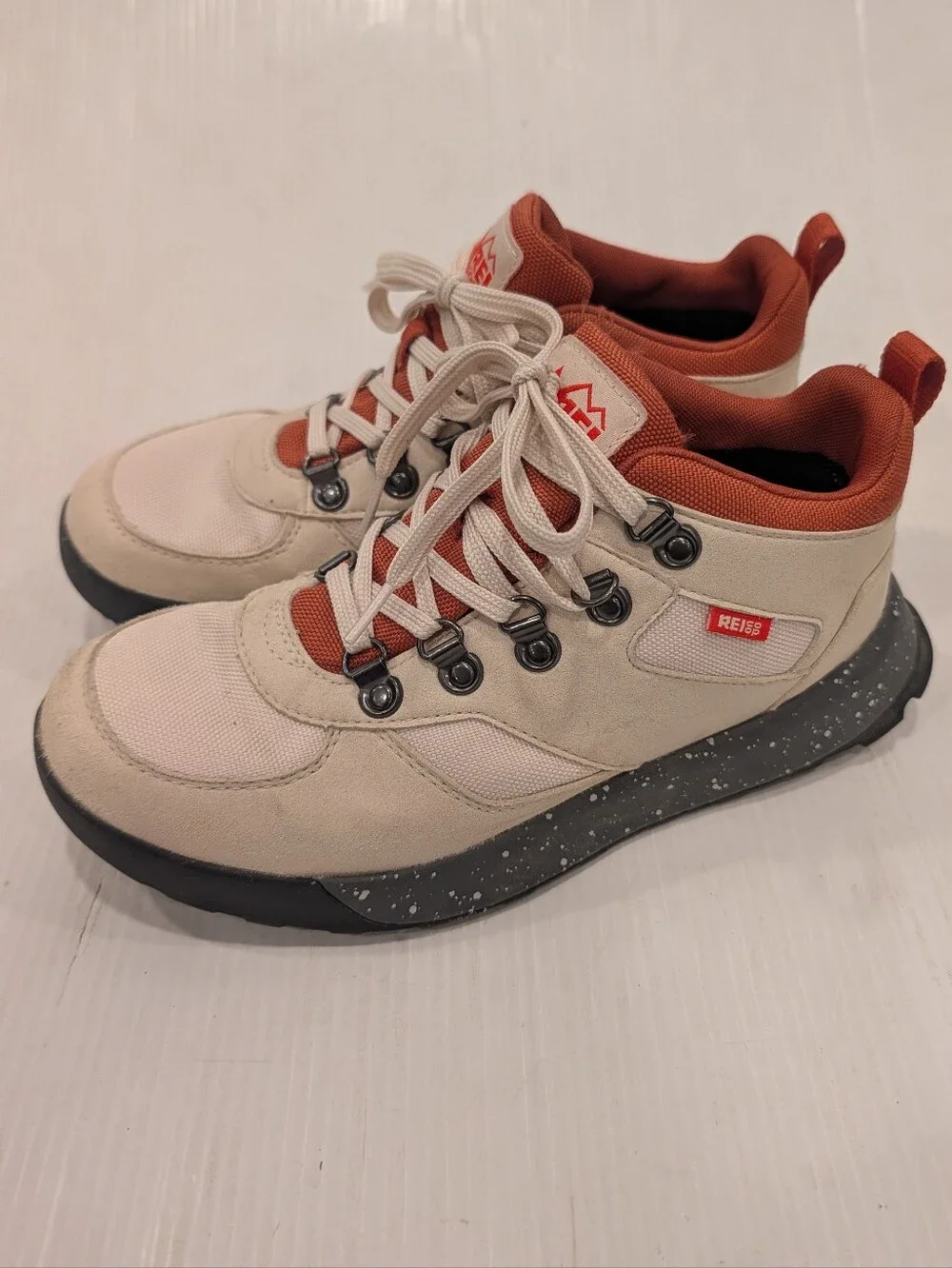 REI Co-op Trailmade Waterproof Beige and Rust Hiking Boots Sneakers Size 8 Women